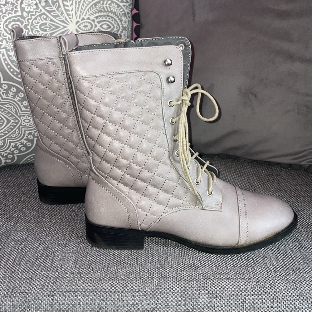 Charlotte Russe Light Gray Combat Boots 🩶